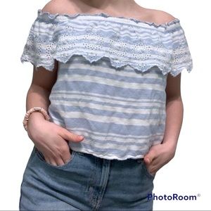 American Eagle Embroidered Off the Shoulder Top